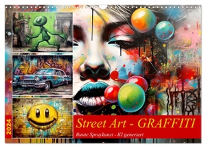 Illgen, Cathrin. Street Art Graffiti (Wandkalender 2024 DIN A3 quer), CALVENDO Monatskalender - Coole bunte Sprayart-Bilder - KI generiert. Calvendo, 2023.