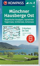 KOMPASS Wanderkarten-Set 797 Münchner Hausberge Ost, Bayerische Voralpen, Isarwinkel, Tegernsee, Schliersee, Achensee (3 Karten) 1:25.000
