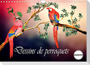 Dessins de perroquets (Calendrier mural 2022 DIN A4 horizontal)