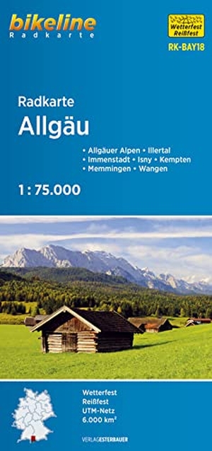 Verlag, Esterbauer (Hrsg.). Radkarte Allgäu (RK-BAY18) 1:75.000 - Allgäuer Alpen - Illertal - Immenstadt - Isny - Kempten - Memmingen - Wangen. 1:75.000, wetterfest/reißfest, GPS-tauglich mit UTM-Netz. Esterbauer GmbH, 2020.
