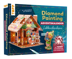Hecher, Mimi. Diamond Painting Adventskalender Lebkuchenhaus. Mit Material und Werkzeug - 3D-Lebkuchenhaus, 1.200 Glas-Diamanten (19 Farben), Diamond Pen, Steinschiffchen, Wachs, Box. frechverlag GmbH, 2026.