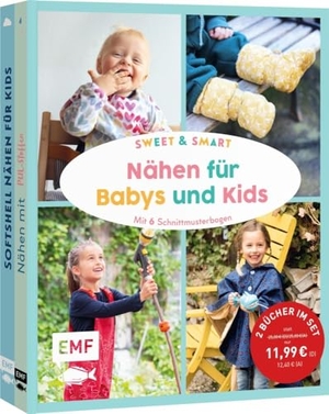 Bittrich, Leonie / Julia Hennicke. Sweet & smart - Nähen für Babys und Kids - Doppeltes Nähglück! 2 Bücher im Bundle:  25 praktische Projekte in den Größen 92 bis 128 mit 6 Schnittmusterbogen: Lätzchen, Matschhose, Regenjacke u.v.m.. Edition Michael Fischer, 2024.
