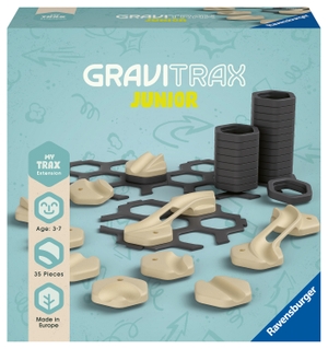 Ravensburger GraviTrax Junior Extension Trax - Erweiterbare Kugelbahn für Kinder, Murmelbahn überwiegend aus nachwachsenden Rohstoffen mit Themenwelten, Lern- und Konstruktionsspielzeug ab 3 Jahren. Ravensburger Spieleverlag, 2023.