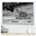 Tierische Augenblicke in Schwarz-Weiß (hochwertiger Premium Wandkalender 2024 DIN A2 quer), Kunstdruck in Hochglanz