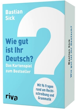Sick, Bastian. Wie gut ist Ihr Deutsch? - Das Kartenspiel zum Bestseller - Mit 96 Fragen rund um Rechtschreibung und Grammatik. riva Verlag, 2020.
