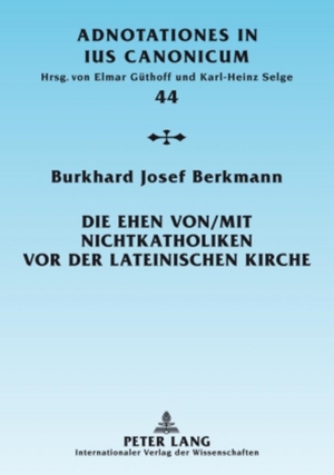 Berkmann, Burkhard Josef. Die Ehen von/mit Nichtkatholiken vor der lateinischen Kirche - Das neue Ehe-Kollisionsrecht in "Dignitas Connubii". Peter Lang, 2007.