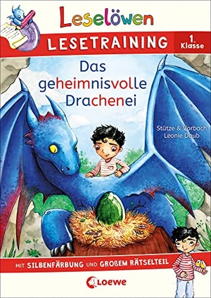 Stütze & Vorbach. Leselöwen Lesetraining 1. Klasse - Das geheimnisvolle Drachenei - mit Silbenfärbung und großem Rätselteil - Erstlesebuch zum Schulstart mit Rätseln für Kinder ab 6 Jahren. Loewe Verlag GmbH, 2022.