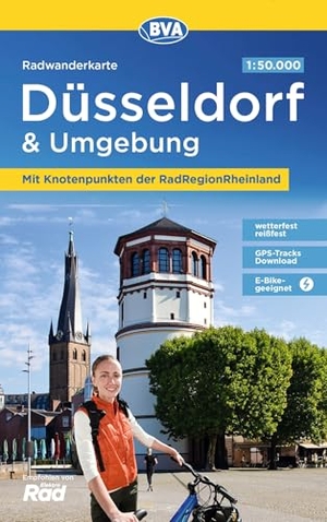 Radwanderkarte BVA Düsseldorf & Umgebung, mit Knotenpunkten der RadRegionRheinland, 1:50.000, reiß- und wetterfest, GPS-Tracks Download, E-Bike geeignet. BVA Bielefelder Verlag, 2022.