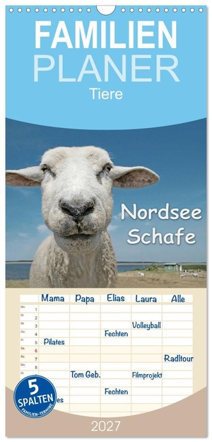 Wilken, Andrea. Familienplaner 2027 - Nordsee Schafe mit 5 Spalten (Wandkalender, 21 x 45 cm) CALVENDO - aussergewöhnliche Fotos von Schafen an der Nordsee. Calvendo, 2026.