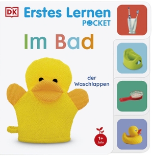 Lernen, DK Erstes. Erstes Lernen Pocket. Im Bad - Buntes Pappbilderbuch - klein und leicht für unterwegs. Mit Griff-Register und realistischen Fotos. Für Kinder ab 1 Jahr. Dorling Kindersley Verlag, 2026.