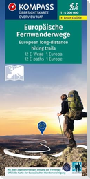 KOMPASS Fernwegekarte Europäische Fernwanderwege, 12 E-Wege - 1 Kontinent 1:4 Mio.