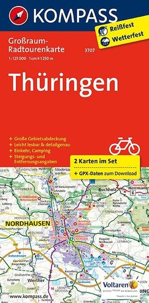 KOMPASS-Karten GmbH (Hrsg.). Thüringen  1:125 000 - Großraum-Radtourenkarte, GPX-Daten zum Download. Kompass Karten GmbH, 2017.
