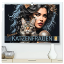 Geheimnisvolle Katzenfrauen (hochwertiger Premium Wandkalender 2025 DIN A2 quer), Kunstdruck in Hochglanz