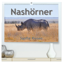 Nashörner - Sanfte Riesen (hochwertiger Premium Wandkalender 2025 DIN A2 quer), Kunstdruck in Hochglanz