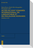 Actes du XXVe Congrès International de Linguistique et de Philologie Romanes
