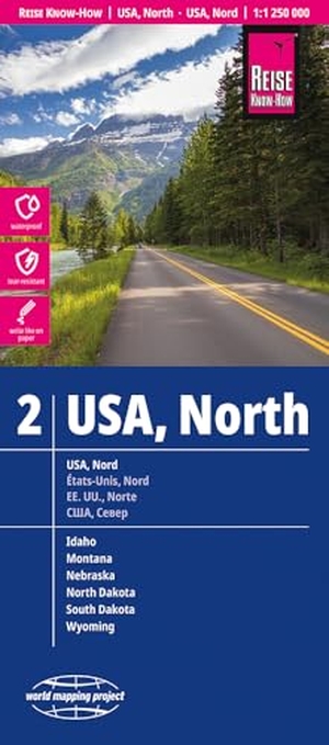 Reise Know-How Landkarte USA 02, Nord | USA North (1:1.250.000) - reiß- und wasserfest (world mapping project). Reise Know-How Rump GmbH, 2026.