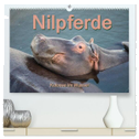Nilpferde, Kolosse im Wasser (hochwertiger Premium Wandkalender 2024 DIN A2 quer), Kunstdruck in Hochglanz