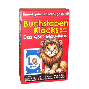 Hardt, Arne / Pia Hardt. Buchstaben Klacks Pocket (Löwe) - Kartenspiel zum spielerischen Entdecken des Alphabets | 2-10 Spieler | ab 4 Jahren. Alster- und ElbHarmonie, 2026.