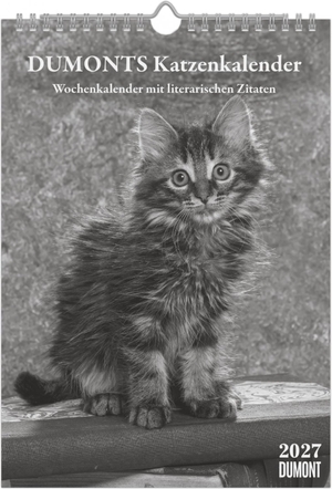 Schmidt, Marion. DUMONTS Katzenkalender 2027 - Wochenkalender 21x29,7 cm mit 53 Katzenmotiven und literarischen Zitaten. DuMont Kalenderverlag, 2026.