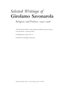 Selected Writings of Girolamo Savonarola