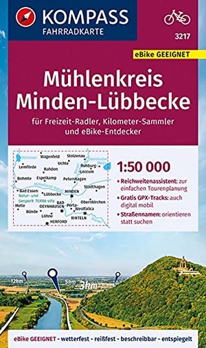 Kompass-Karten Gmbh (Hrsg.). KOMPASS Fahrradkarte 3217 Mühlenkreis Minden-Lübbecke 1:50.000 - reiß- und wetterfest. Kompass Karten GmbH, 2019.