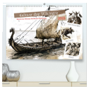 Götter der Wikinger - Skizzen zur Welt der Nordischen Mythologie (hochwertiger Premium Wandkalender 2025 DIN A2 quer), Kunstdruck in Hochglanz
