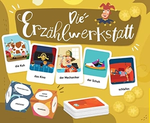Die Erzählwerkstatt. 132 Karten, 2 Würfel, 60 Spielmarken, 1 Spielanleitung - Deutsch spielend lernen. Klett Sprachen GmbH, 2021.