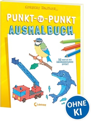 Punkt-zu-Punkt-Ausmalbuch (gelb) - Verbinde die bunten Punkte und gestalte dein eigenes Malbuch! - 32 Motive mit Überraschungseffekt - Für Kinder ab 5 Jahren. Loewe Verlag GmbH, 2025.