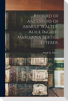 Record of Ancestors of Arnulf Walter, Alice Ingrid, Marianna Bertha Esterer.