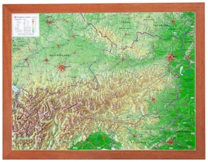 Markgraf, André / Mario Engelhardt. Relief Österreich 1:1,6 MIO mit Holzrahmen. georelief Vertriebs GbR, 2015.