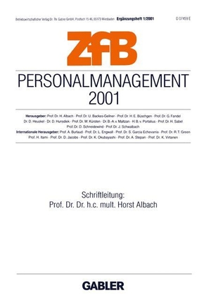 Albach, Horst (Hrsg.). Personalmanagement 2001. Gabler Verlag, 2001.