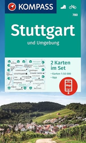 KOMPASS Wanderkarten-Set 780 Stuttgart und Umgebung (2 Karten) 1:50.000 - inklusive Karte zur offline Verwendung in der KOMPASS-App. Fahrradfahren.. Kompass Karten GmbH, 2023.