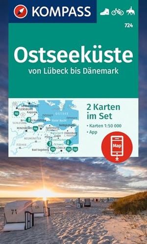 KOMPASS Wanderkarten-Set 724 Ostseeküste von Lübeck bis Dänemark (2 Karten) 1:50.000 - inklusive Karte zur offline Verwendung in der KOMPASS-App. Fahrradfahren. Reiten.. Kompass Karten GmbH, 2024.