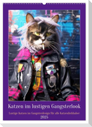 Katzen im lustigen Gangsterlook (Wandkalender 2025 DIN A2 hoch), CALVENDO Monatskalender