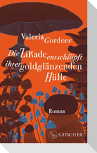 Die Zikade entschlüpft ihrer goldglänzenden Hülle