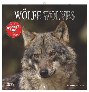 Neumann Verlage GmbH & Co KG (Hrsg.). Wölfe 2027 - Wandkalender 30x30 cm (30x60 cm geöffnet) mit Notizkalendarium, 12 Wolfsfotografien und Bucket-List. Neumann Verlage GmbH & Co, 2026.