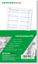 Kalender-Ersatzeinlage 2025 - für den Taschenplaner Typ 520 - 8,8x15,2 cm - 1 Monat auf 2 Seiten - separates Adressheft - faltbar - Notiz-Heft - 520-6198