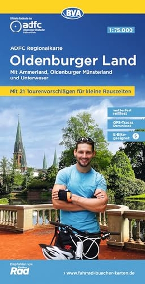 Allgemeiner Deutscher Fahrrad-Club e. V. / BVA BikeMedia GmbH (Hrsg.). BVA ADFC Regionalkarte Oldenburger Land, mit Knotenpunkten 1:75.000 - mit Tagestourenvorschlägen, reiß- und wetterfest, E-Bike-geeignet, GPS-Tracks Download, Mit Ammerland, Oldenburger Münsterland und Unterweser. BVA Bielefelder Verlag, 2024.