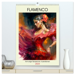 Hurley, Rose. Flamenco. Anmutige Tänzerinnen. Illustrationen (hochwertiger Premium Wandkalender 2024 DIN A2 hoch), Kunstdruck in Hochglanz - Der Flamencotanz ist Ausdruckskraft, Anmut, Stolz und Eleganz. Calvendo, 2023.