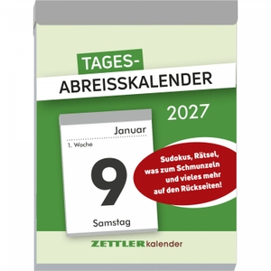 Neumann Verlage GmbH & Co KG (Hrsg.). Tagesabreißkalender XL 2027 - Abreißkalender 8 x 11 cm, 1 Tag pro Seite mit Sudoku, Rezepten, Rätseln & Tipps auf den Rückseiten. Neumann Verlage GmbH & Co, 2026.