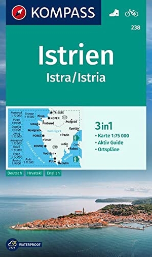 KOMPASS-Karten GmbH (Hrsg.). KOMPASS Wanderkarte 238 Istrien, Istra, Istria 1:75.000 - 3in1 Wanderkarte mit Aktiv Guide und Ortsplänen. Fahrradfahren.. Kompass Karten GmbH, 2022.