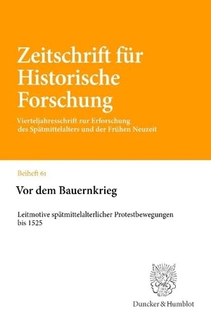 Mauntel, Christoph / Thomas Roth et al (Hrsg.). Vor dem Bauernkrieg - Leitmotive spätmittelalterlicher Protestbewegungen bis 1525. Tagungsband des 4. internationalen Symposions, UNESCO Welterbe Kloster Lorsch, 26. bis 28. Oktober 2023. Duncker & Humblot GmbH, 2026.