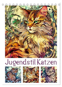Jugendstil Katzen (Tischkalender 2024 DIN A5 hoch), CALVENDO Monatskalender