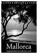 Mallorca Impressionen in schwarz-weiß (Tischkalender 2025 DIN A5 hoch), CALVENDO Monatskalender