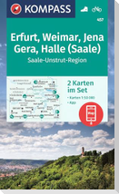 KOMPASS Wanderkarten-Set 457 Erfurt, Weimar, Jena, Gera, Halle (Saale) (2 Karten) 1:50.000