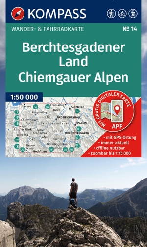 KOMPASS Wanderkarte 14 Berchtesgadener Land, Chiemgauer Alpen 1:50.000 - Wander- und Fahrradkarte in einem - inklusive Offline-Verwendung in der KOMPASS-App. Wander-& Radwege. Skitouren.. Kompass Karten GmbH, 2026.