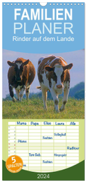 Familienplaner 2024 - Rinder auf dem Lande mit 5 Spalten (Wandkalender, 21 x 45 cm) CALVENDO