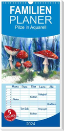 Familienplaner 2024 - Pilze in Aquarell mit 5 Spalten (Wandkalender, 21 x 45 cm) CALVENDO