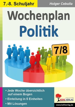 Cebulla, Holger. Wochenplan Politik / Klasse 7-8 - Jede Woche übersichtlich auf einem Bogen. Kohl Verlag, 2022.