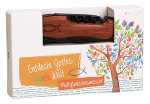 Kinder-Multifunktions-Taschenmesser "Entdecke Gottes bunte Welt" - Outdoor-Messer mit 9 Funktionen (Messer, Säge, Feile, Schere uvm.) inkl. Gürteltasche als kleines Geschenk. Butzon & Bercker, 2026.